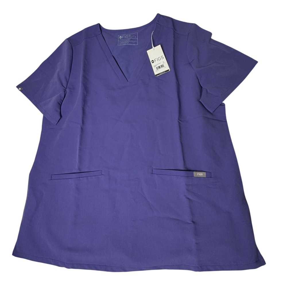 FIGS Casma 3 Pocket Scrub Top Amethyst Purple XL NWT FIONx Stretch Medical
